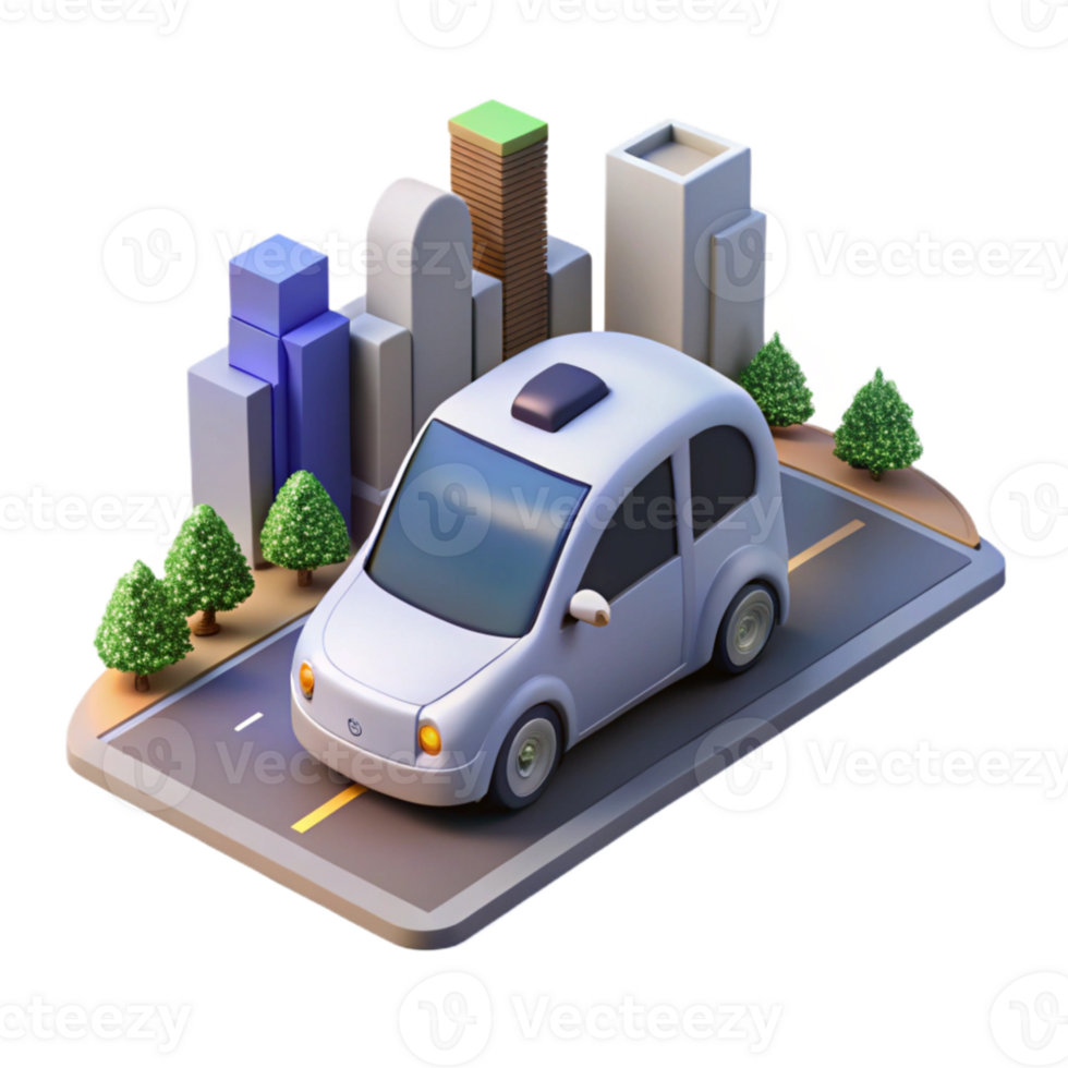stunning classic A self-driving car navigating a city street, photorealistic style high resolution png