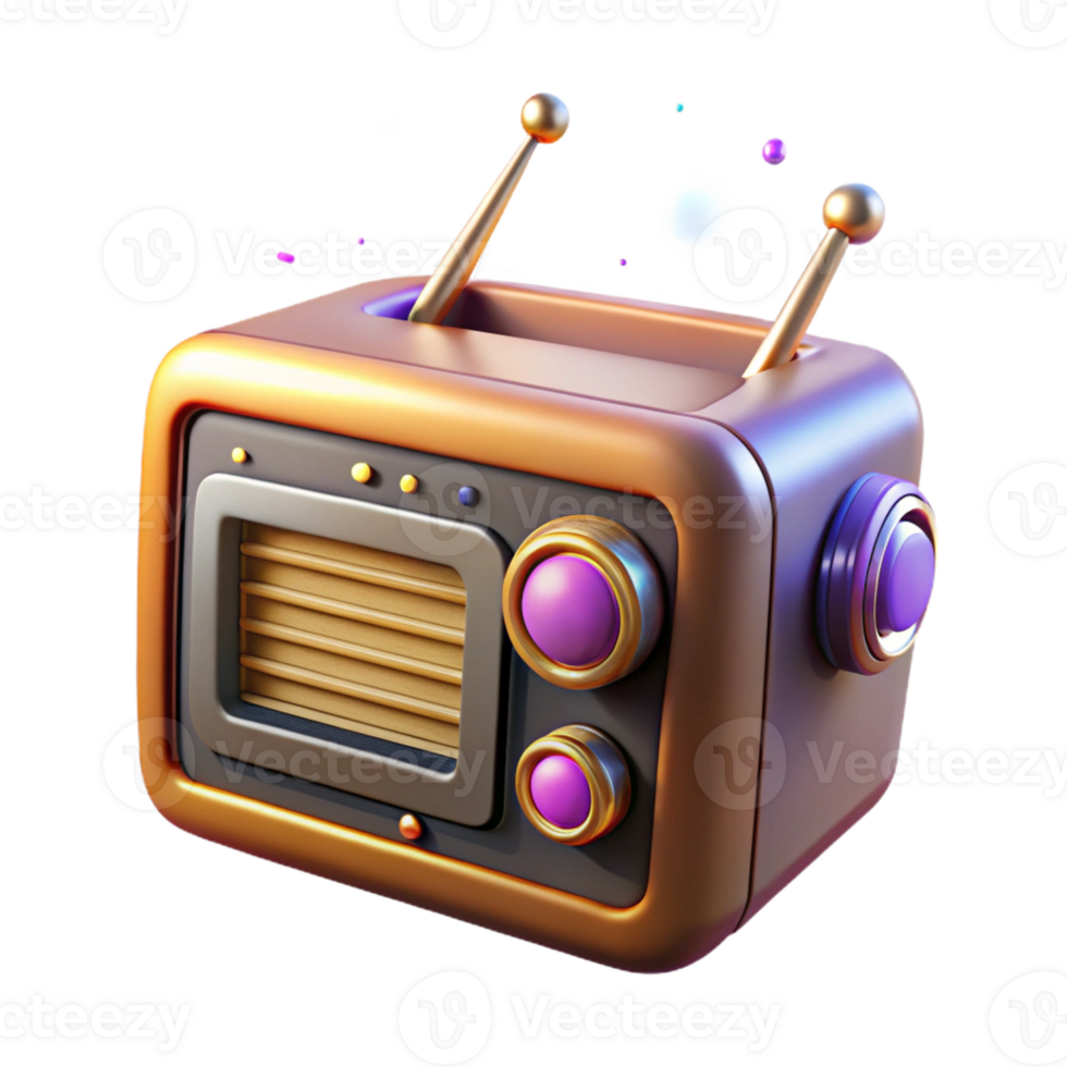 wonderful modern An antique radio transforming into a holographic speaker, mid-transformation, glowing particles, dramatic lighting original png