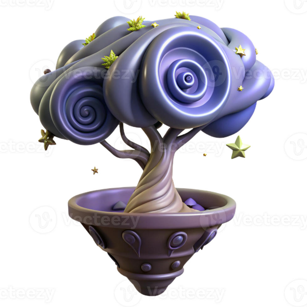 serene creative A tree growing upside down, its roots reaching into a swirling vortex of stars. Dark fantasy style high quality png