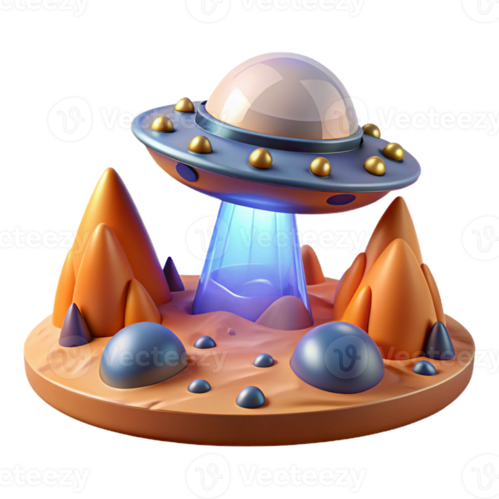 wonderful vintage A spaceship landing on a strange alien planet, otherworldly lighting, exploratory, science fiction style high quality png