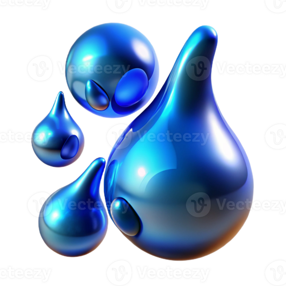 serene minimalist Liquid mercury droplets morphing into abstract forms, illuminated by a cool, blue light, in a futuristic, minimalist style original png