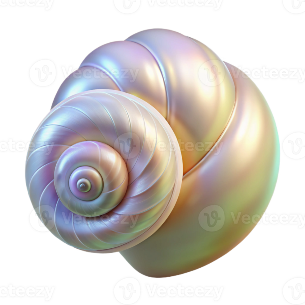 vibrant rustic A spiral seashell, pearly white with iridescent reflections, studio lighting, photorealistic style genuine png