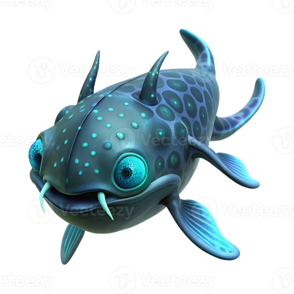 extraordinary creative A solitary deep-sea creature, with bioluminescent patterns, floating in the abyss, mysterious, sci-fi style exclusive png