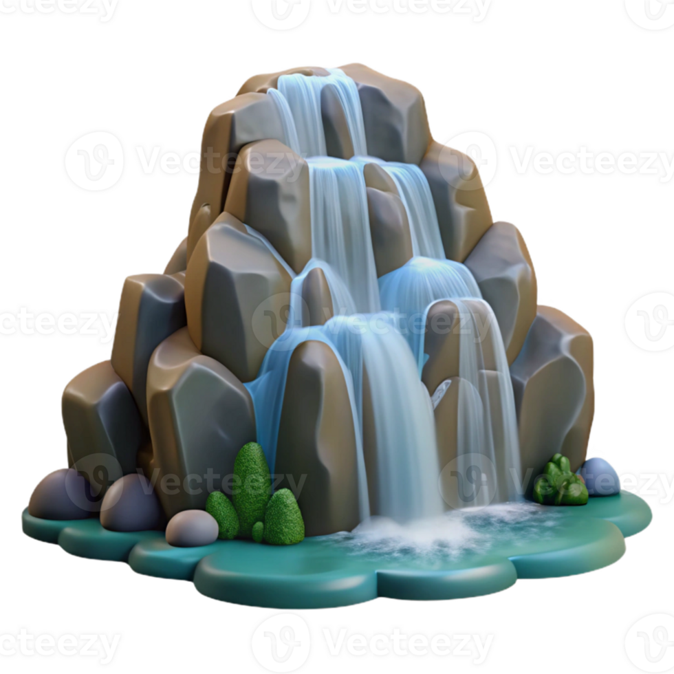 stunning creative A waterfall cascading down rocks, long exposure photography style original png