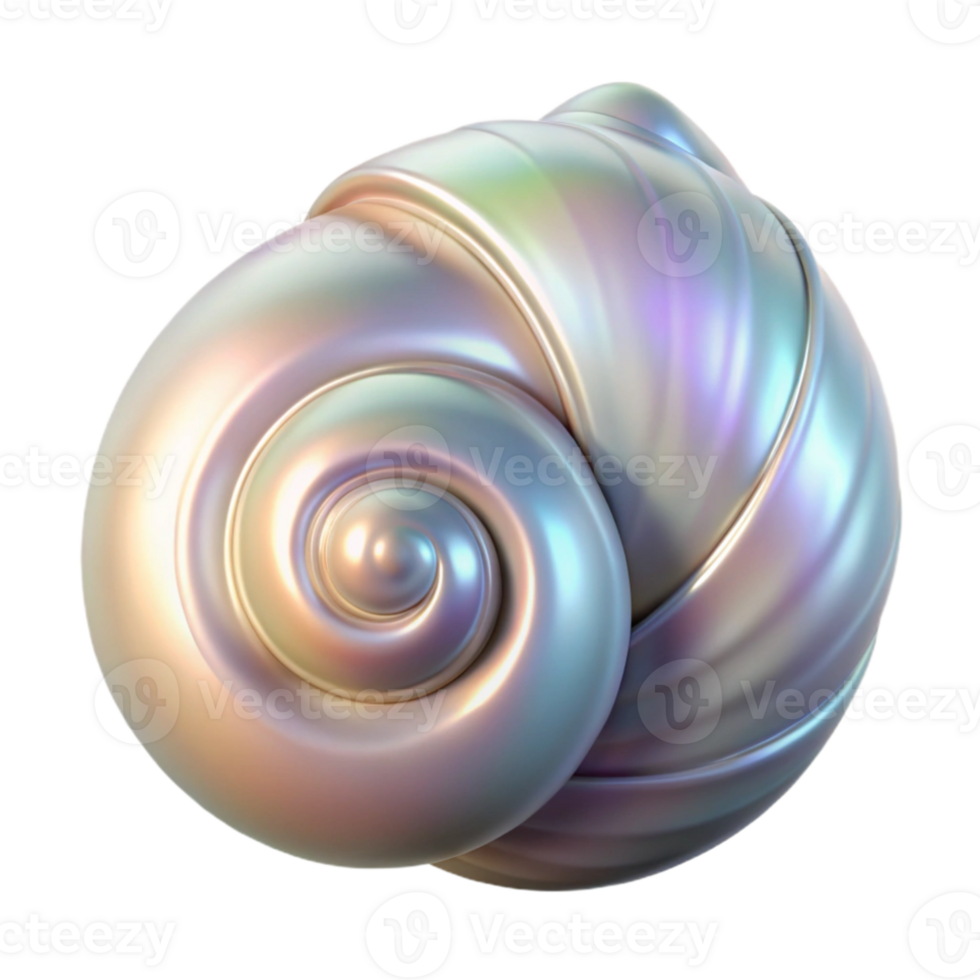 magnificent minimalist A spiral seashell, pearly white with iridescent reflections, studio lighting, photorealistic style premium png