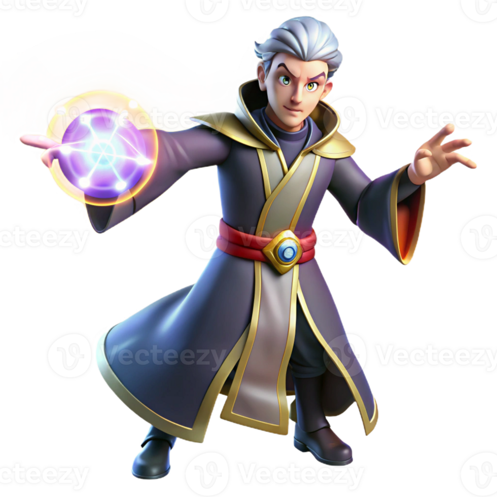 serene classic A powerful anime sorcerer casting a spell, glowing magical effects, dramatic lighting, fantasy anime style, dynamic pose 4K png