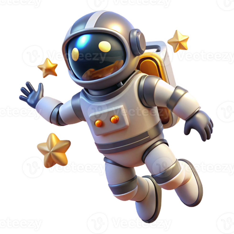 extraordinary traditional A robotic astronaut with a jetpack and reflective visor, floating in space, illuminated by the distant stars. Space art style genuine png