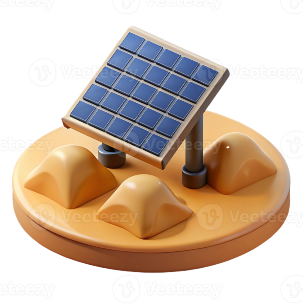 vibrant creative A solar panel array in the desert, aerial view, bright sunlight, sustainable technology theme premium png