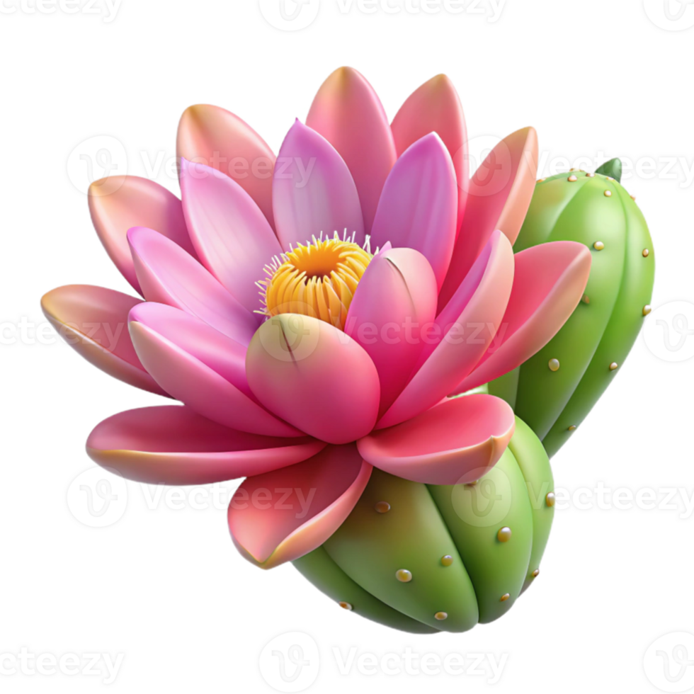 extraordinary abstract A blooming cactus flower, vibrant colors, desert landscape background, detailed illustration original png