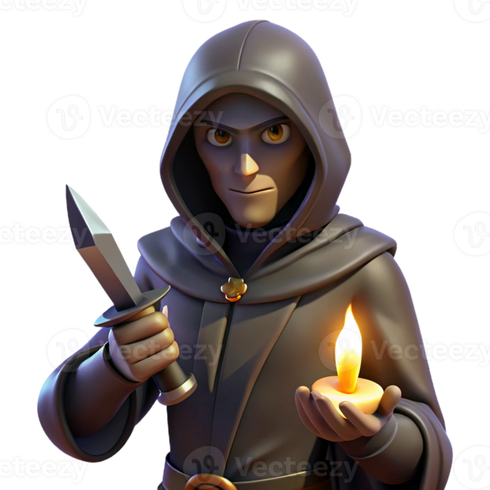 beautiful minimalist A shadowy assassin lurking in the darkness, holding a poisoned dagger, chiaroscuro lighting, baroque painting style 4K png