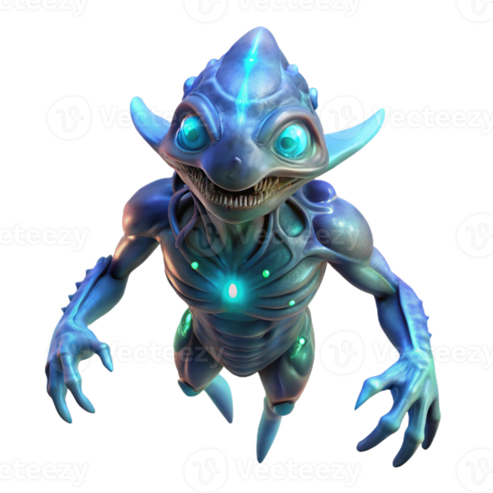 beautiful modern A bioluminescent alien creature with iridescent scales, floating through a dark, ethereal void, glowing with an internal light, intricate details, Greg Rutkowski style premium png