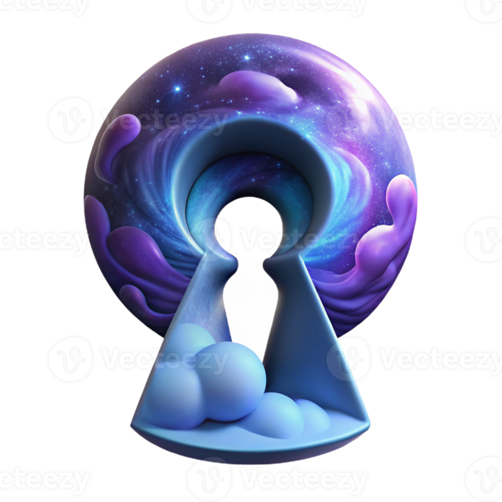 beautiful classic A giant keyhole in the sky revealing a swirling nebula. Fantasy art style authentic png
