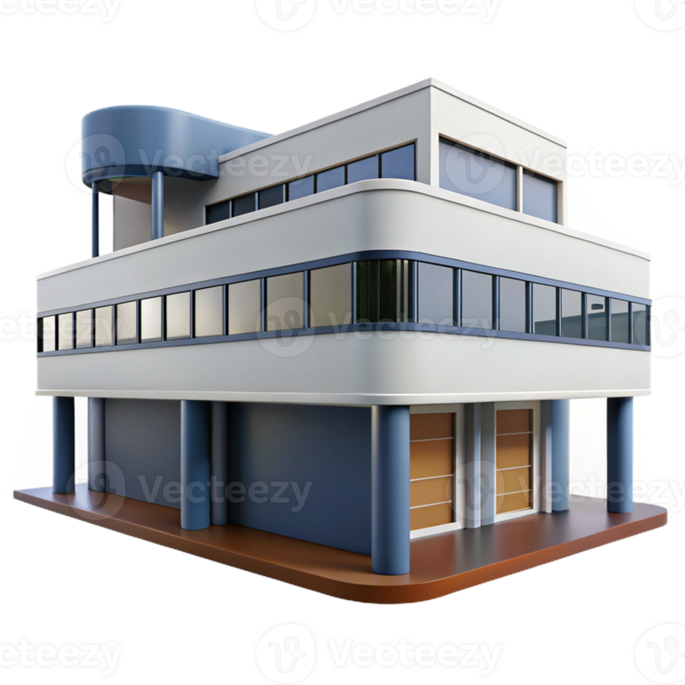 extraordinary modern Le Corbusier inspired building, concrete construction, modular design, functional style, daylight 4K png