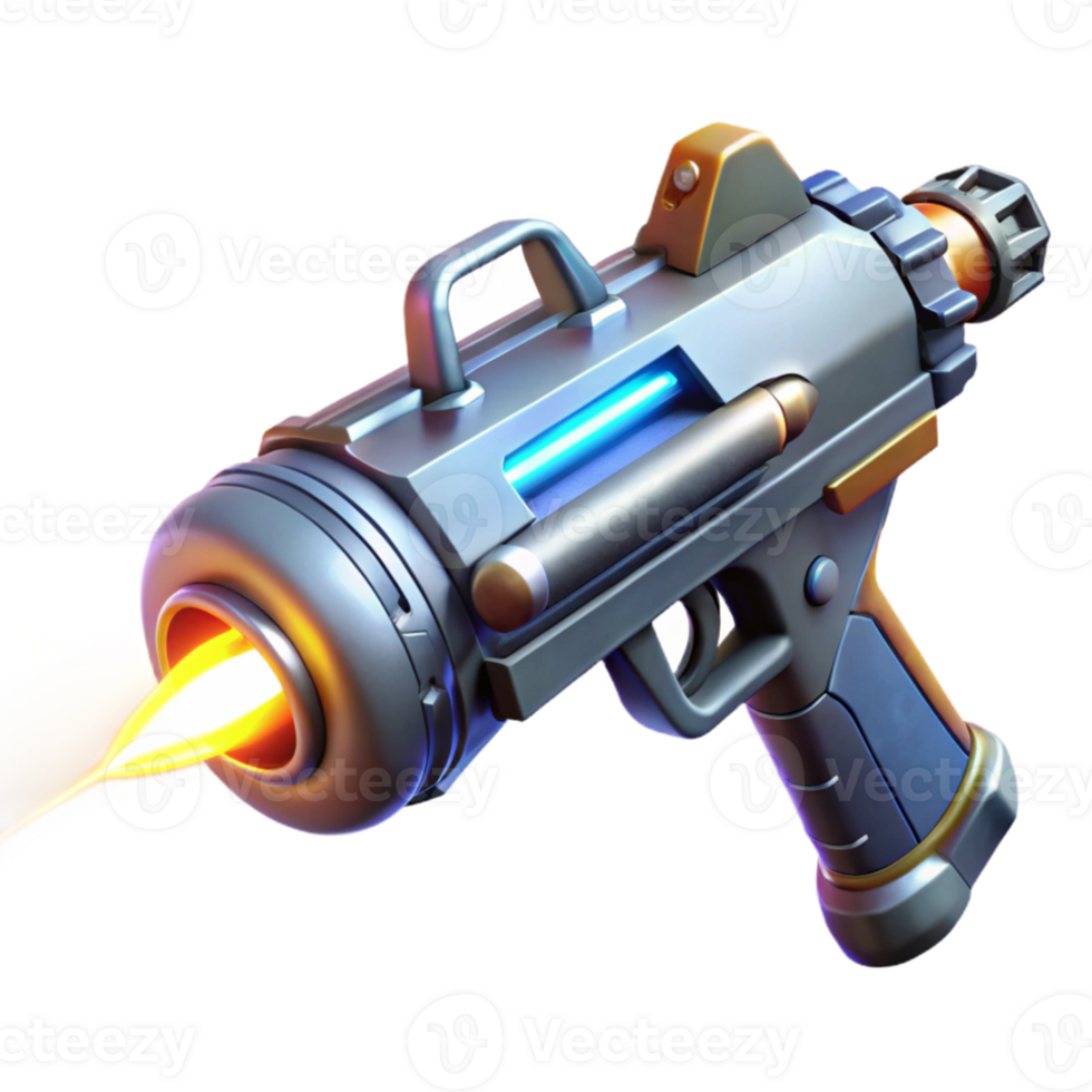 serene artistic A futuristic weapon firing a beam of energy, sci-fi style high quality png