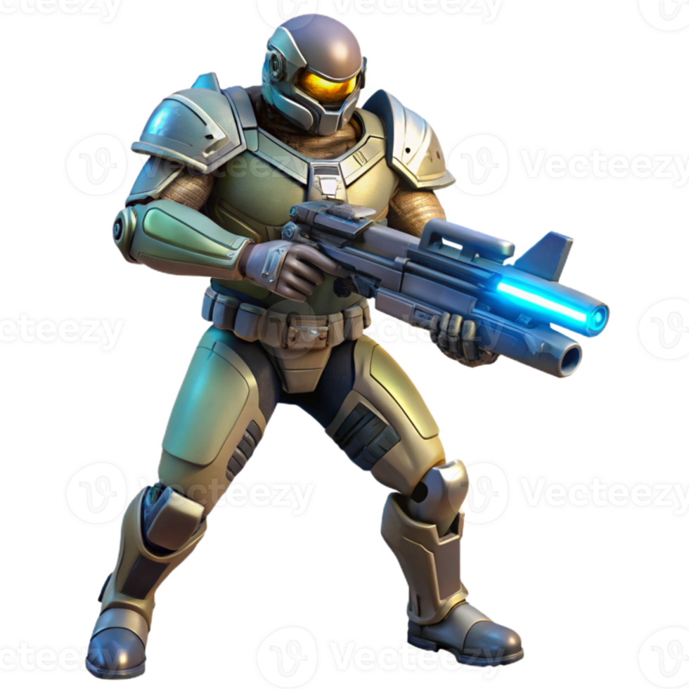 magnificent abstract A futuristic soldier in power armor, holding a plasma rifle, dramatic lighting, dynamic pose high resolution png