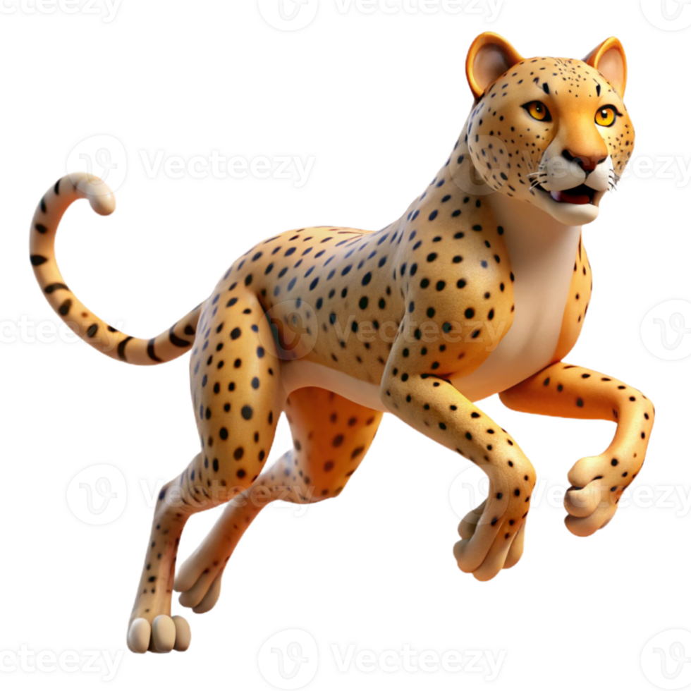 elegant abstract A cheetah chasing its prey, dynamic pose, blurred motion high resolution png