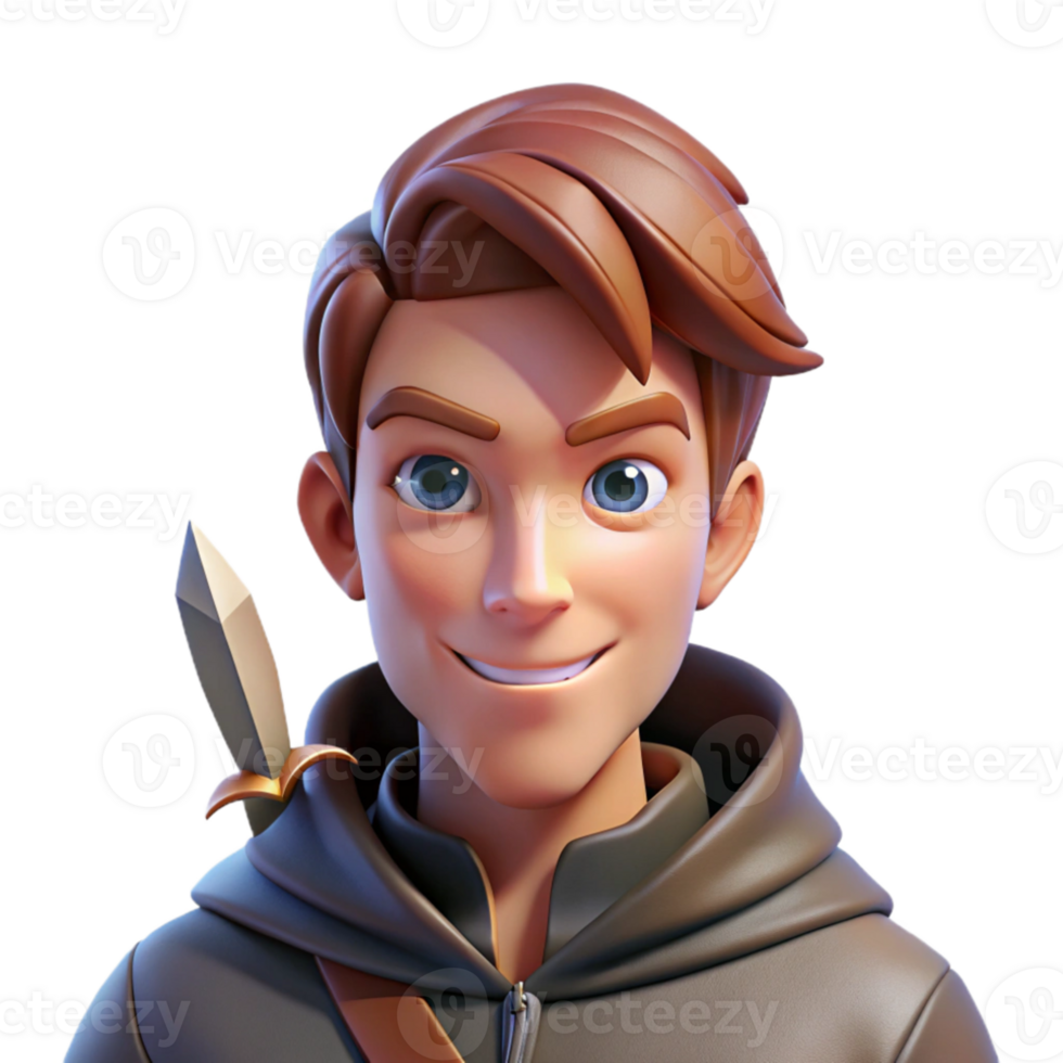magnificent contemporary Portrait of a cunning rogue with a sly smirk and a hidden dagger, lit by dim, shadowy light, in a fantasy art style detailed png