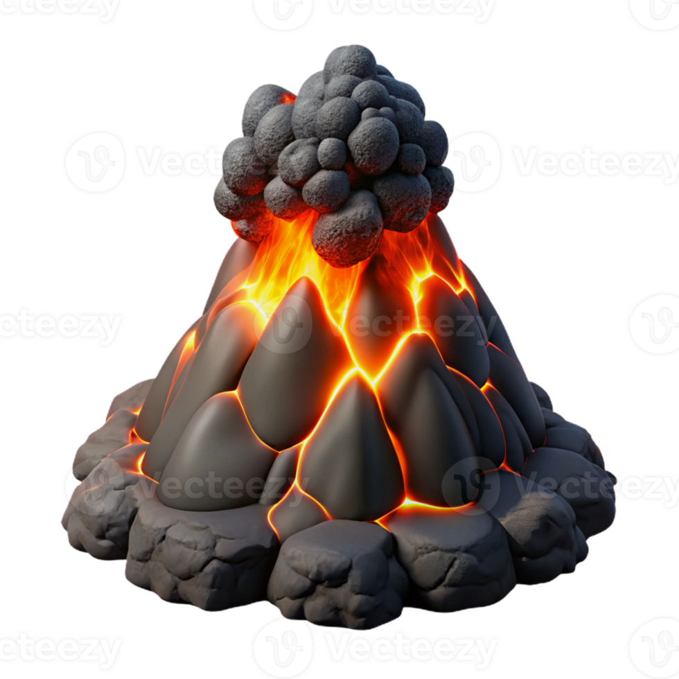 extraordinary artistic An underwater volcanic vent spewing out black smoke and glowing lava, dramatic, fiery lighting, powerful, geological photography style, high resolution png