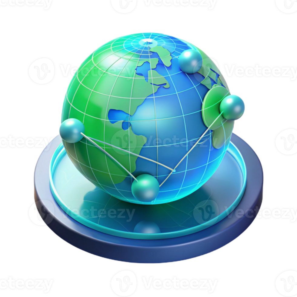 impressive artistic A holographic projection of a world map with data streams, futuristic interface design, blue and green color scheme high quality png
