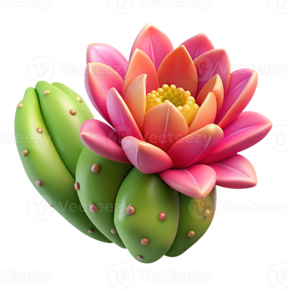 serene abstract A blooming cactus flower, vibrant colors, desert landscape background, detailed illustration authentic png