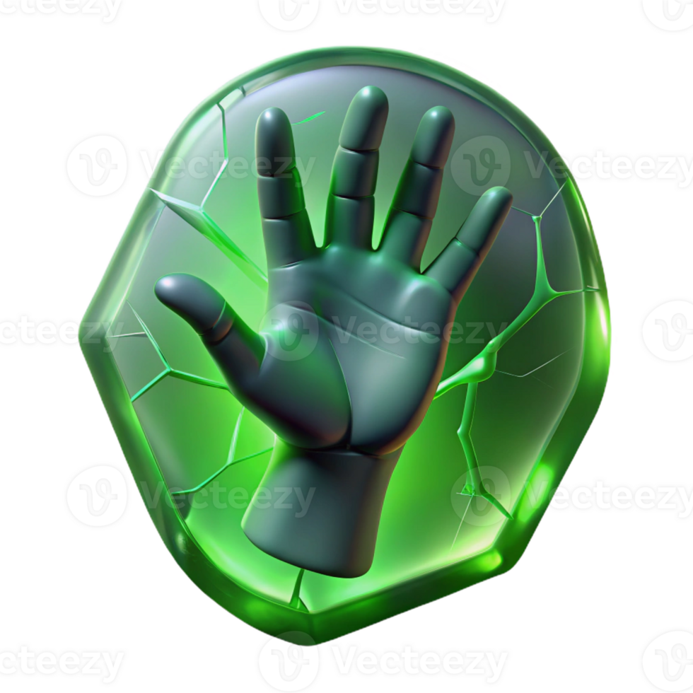 extraordinary artistic A spectral, translucent hand reaching out from a cracked mirror, bathed in an eerie green light, with long, skeletal fingers. Artgerm style original png