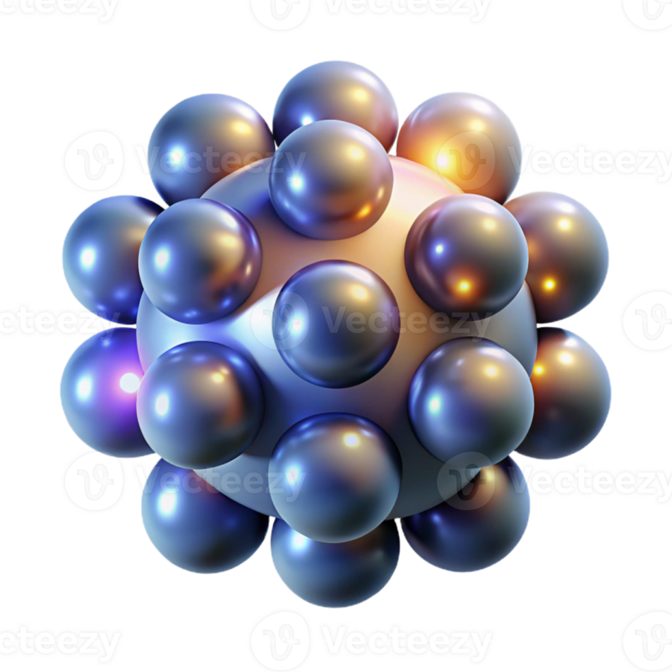 stunning vintage A cluster of glowing orbs, orbiting a central point, illuminated by a soft, celestial light, in a cosmic, abstract style 4K png