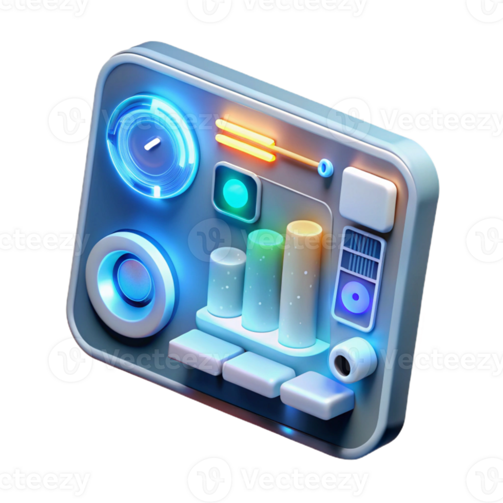 wonderful contemporary A close-up of a futuristic touch screen interface displaying complex data visualizations, illuminated by the bright, white light of the screen. Minimalist style exclusive png