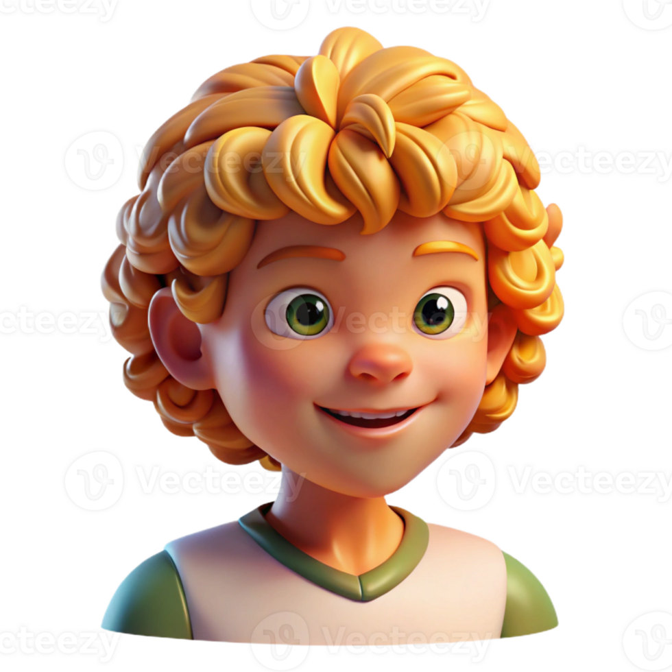 vibrant artistic Portrait of a child with curly blonde hair and a mischievous grin, bathed in warm sunlight, in the style of an Impressionist painting exclusive png