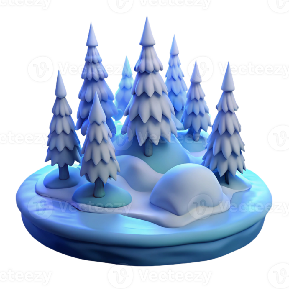 serene classic A frozen winter landscape, snow-covered trees, soft blue light, peaceful and serene detailed png
