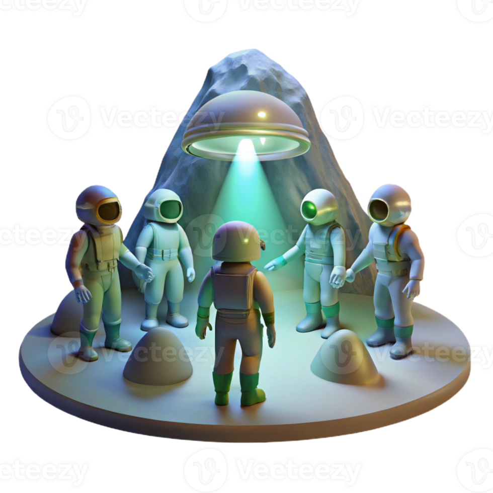 stunning contemporary A group of astronauts planting a flag on an alien planet, epic scale, heroic pose 4K png