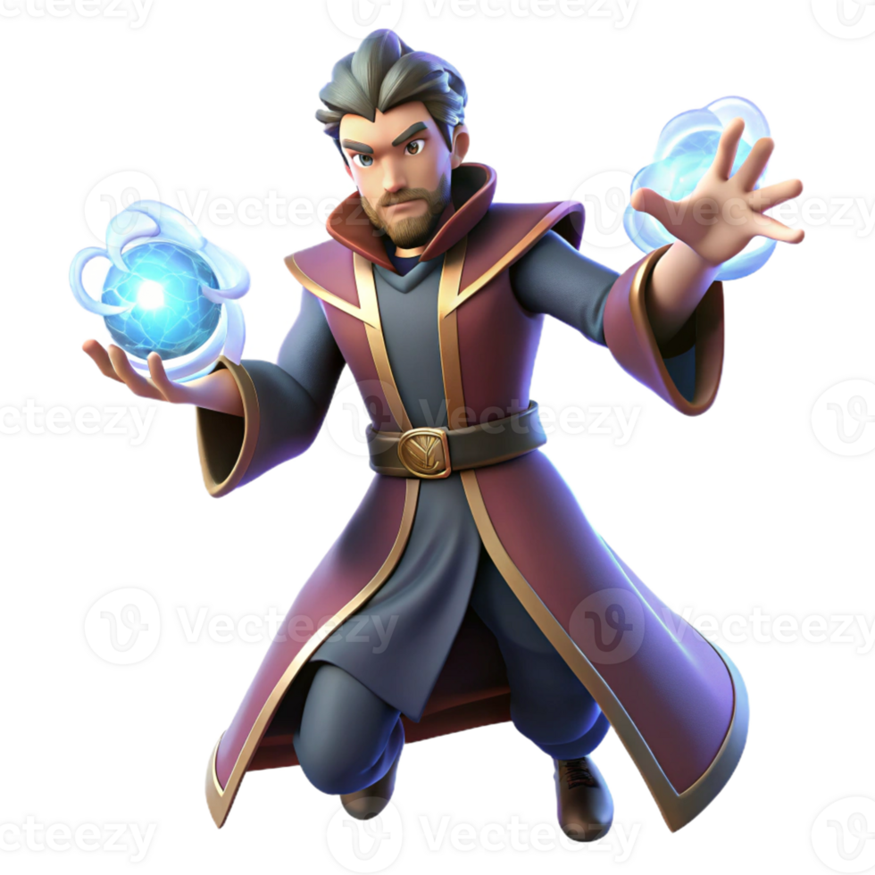 vibrant classic A powerful anime sorcerer casting a spell, glowing magical effects, dramatic lighting, fantasy anime style, dynamic pose high quality png
