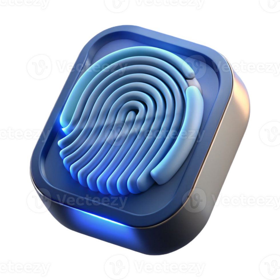 dramatic creative A fingerprint scanner glowing with biometric data, security concept, close-up view, dark background professional png