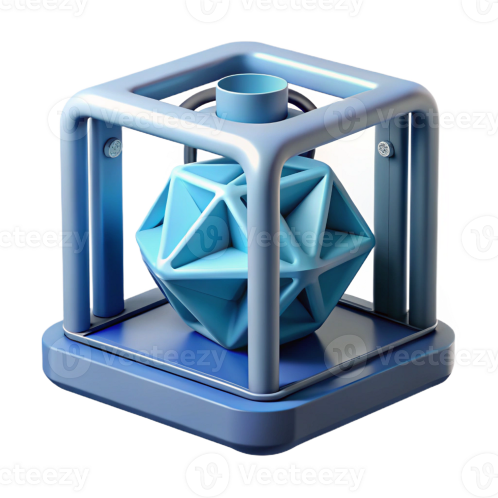 extraordinary rustic A 3D printer creating a complex geometric shape, mid-print, studio lighting, futuristic style professional png