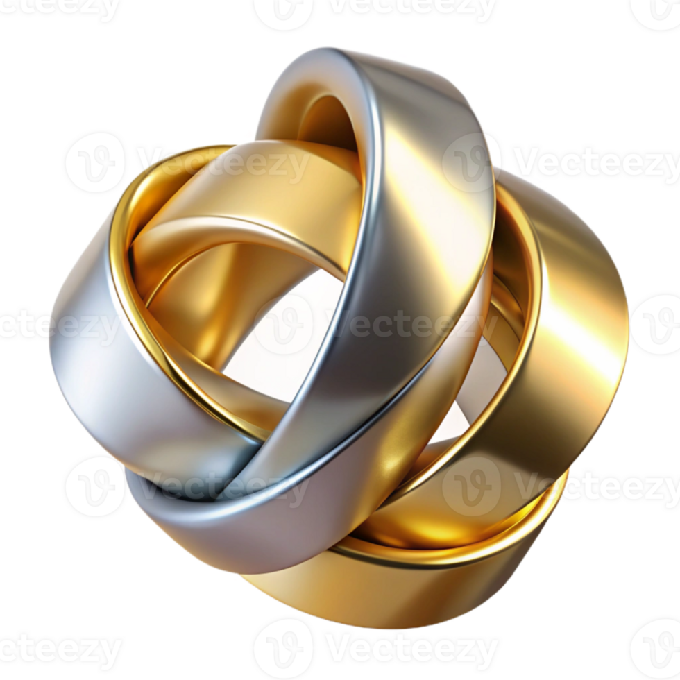 elegant traditional Intertwined metallic ribbons in shades of gold and silver, reflecting a warm, ambient light, rendered in a hyperrealistic style authentic png