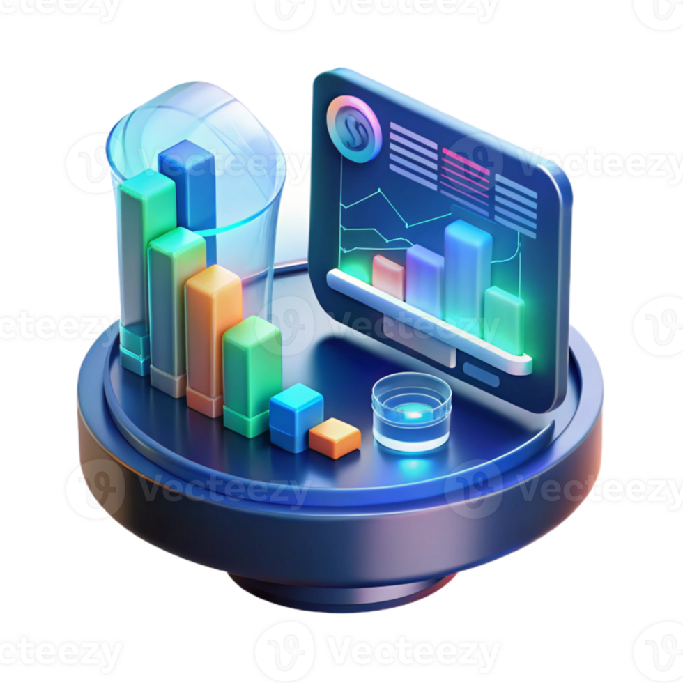 stunning traditional A floating AI interface displaying stock market data, holographic display, dynamic lighting, futuristic style high quality png