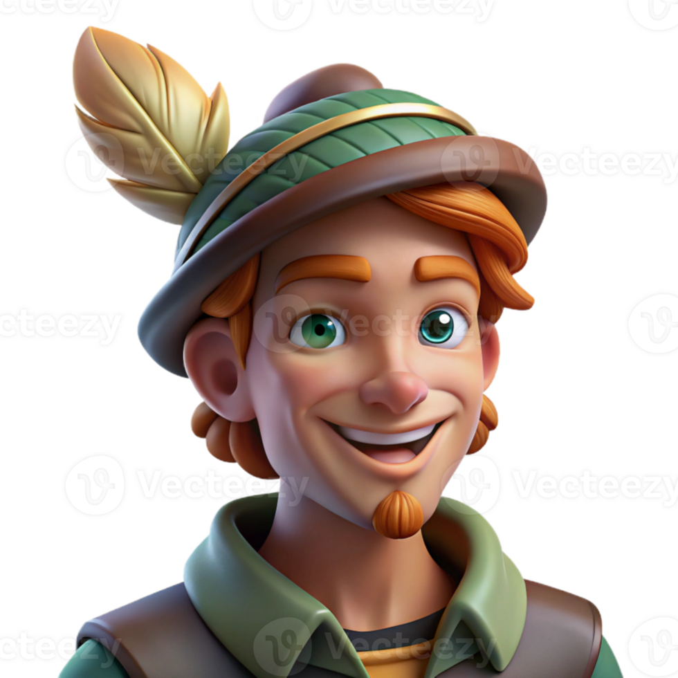 extraordinary vintage Portrait of a charming rogue with a sly grin, a mischievous twinkle in his eye, and a feathered cap, lit by dim tavern lighting exclusive png