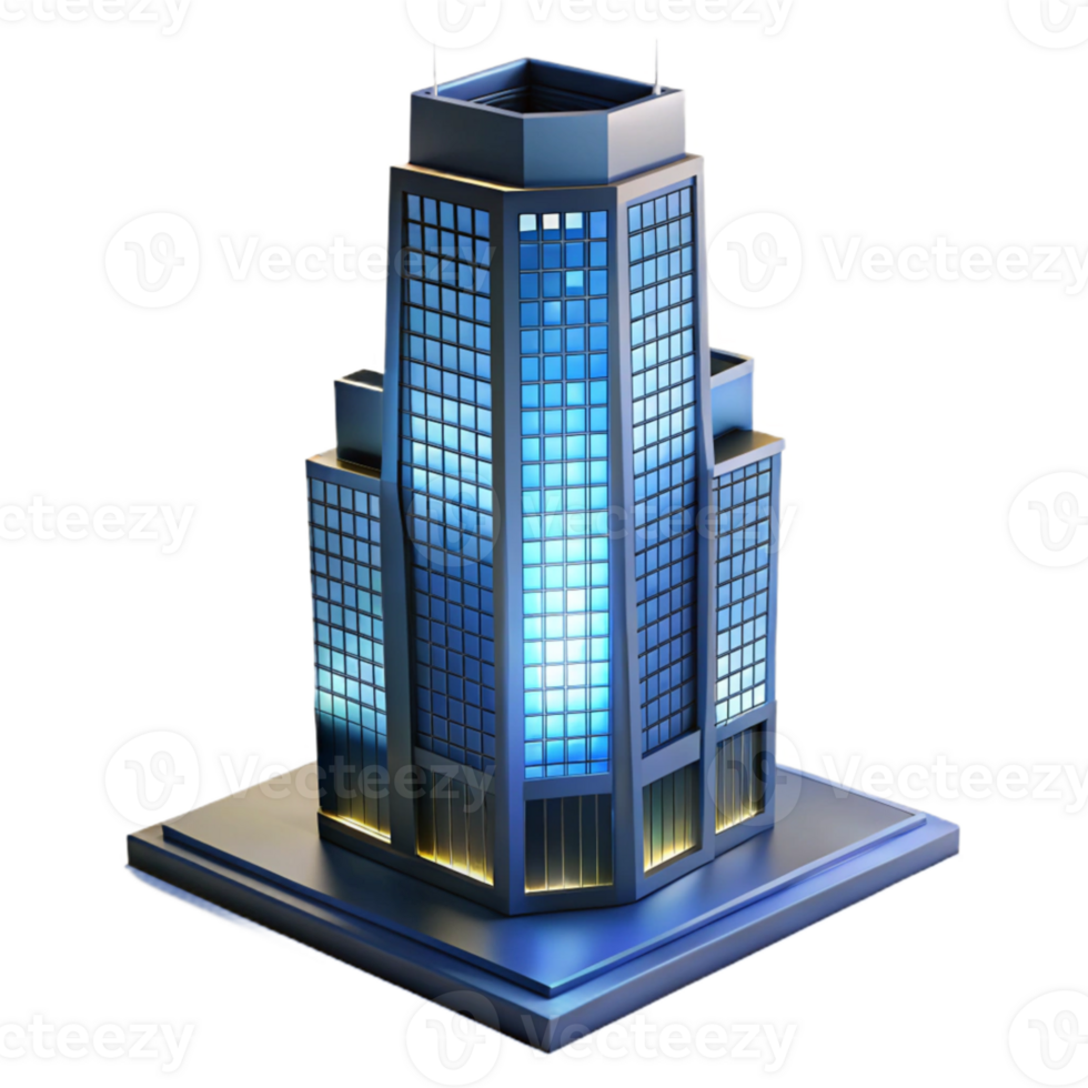 serene contemporary Modern skyscraper at night, illuminated windows, geometric design, urban landscape, long exposure photography exclusive png