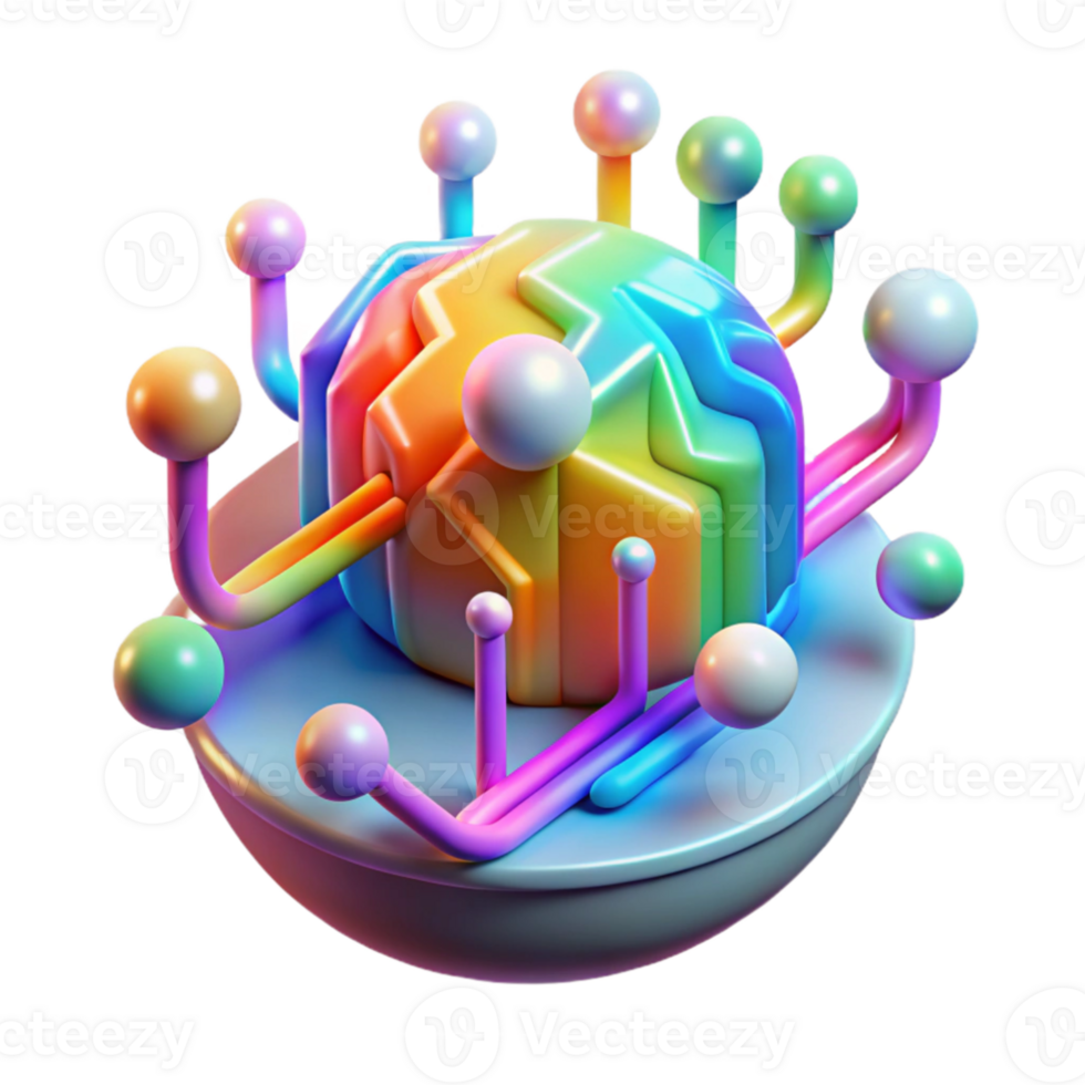 stunning creative A stylized representation of a digital world, composed of pixels and glowing data streams, lit by a vibrant, rainbow-colored light. Abstract style exclusive png