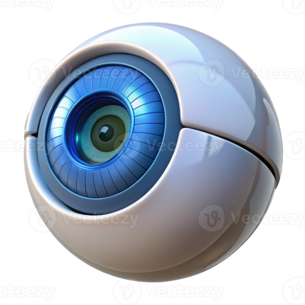 elegant abstract A close-up of a robotic eye, intricate details visible in the iris and lens, illuminated by a bright, white light. Photorealistic style detailed png