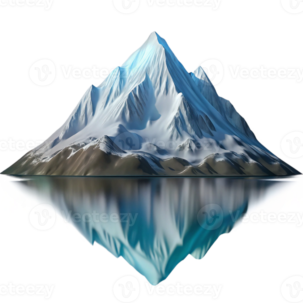 vibrant rustic Snow-capped mountain peak reflected in a pristine alpine lake, serene, majestic, realistic style, professional png