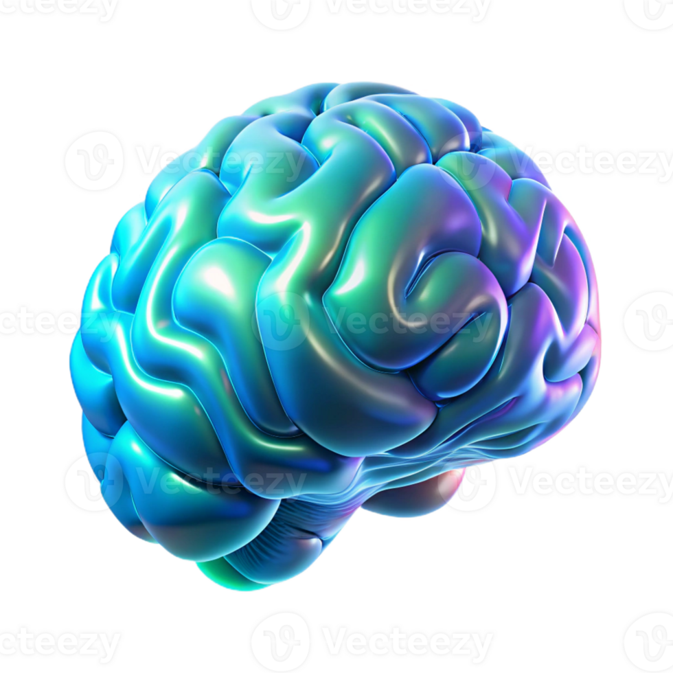 serene creative A holographic projection of a human brain, rotating slowly, complex neural networks pulsing with light, cool blue and green hues, digital art style original png