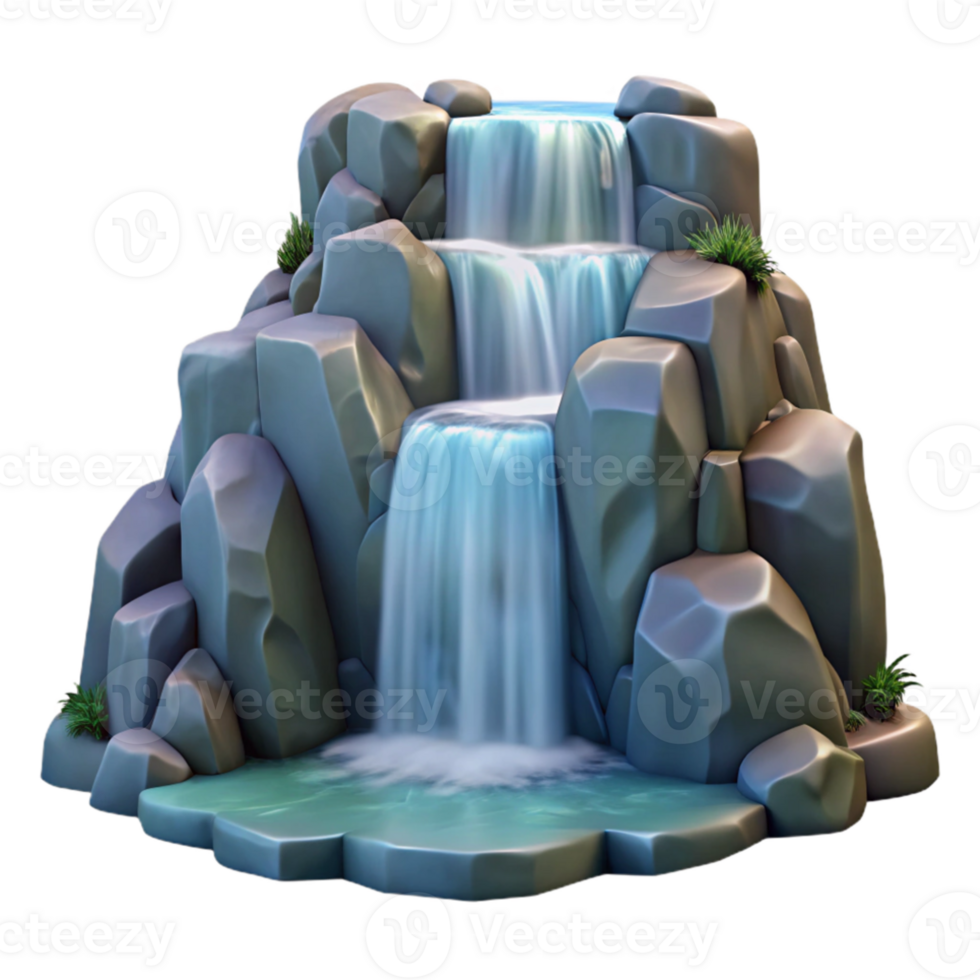 magnificent minimalist A waterfall cascading down rocks, long exposure photography style exclusive png