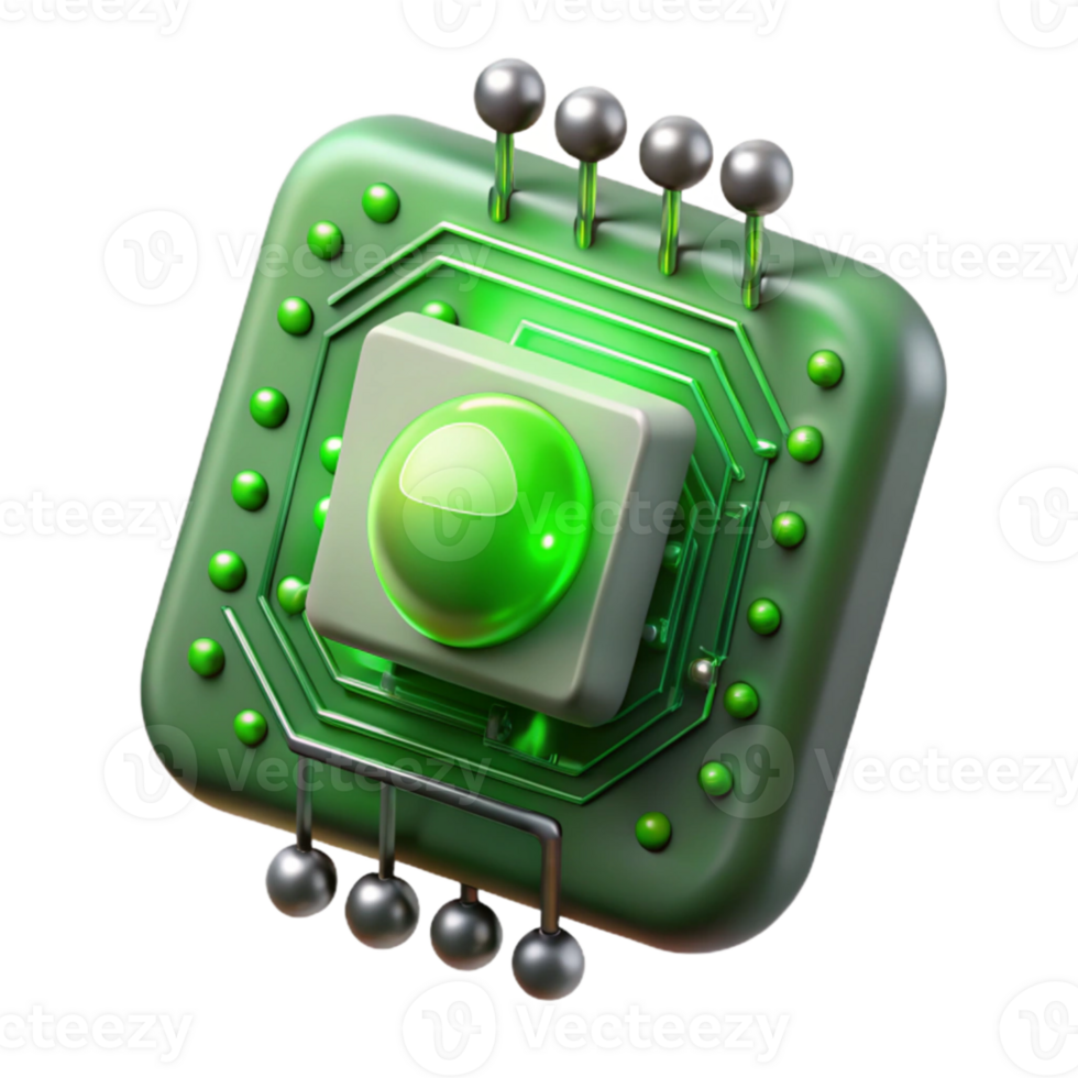 beautiful rustic A single, levitating circuit board emitting pulses of binary code, illuminated by a cool, green light. Cyberpunk style exclusive png