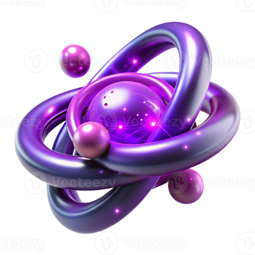 serene classic A quantum entanglement experiment showing two interconnected particles reacting simultaneously, bathed in a vibrant purple light. Scientific illustration, abstract style genuine png