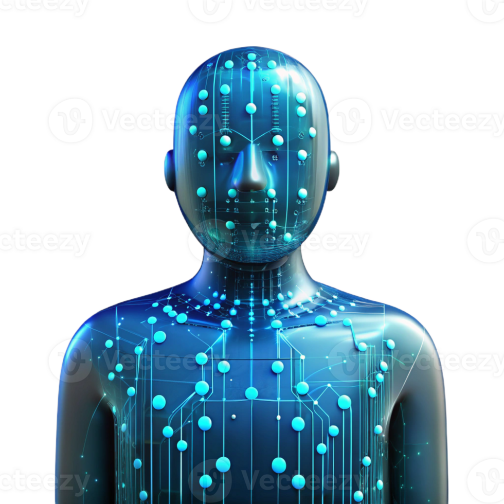 impressive contemporary A human silhouette filled with digital code and data streams, futuristic concept, neon lighting authentic png