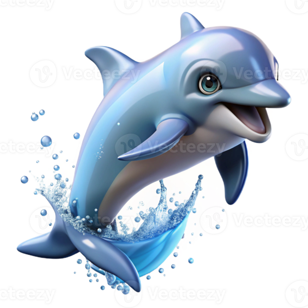 stunning minimalist A playful dolphin leaping out of the ocean, sparkling water droplets, dynamic and energetic premium png