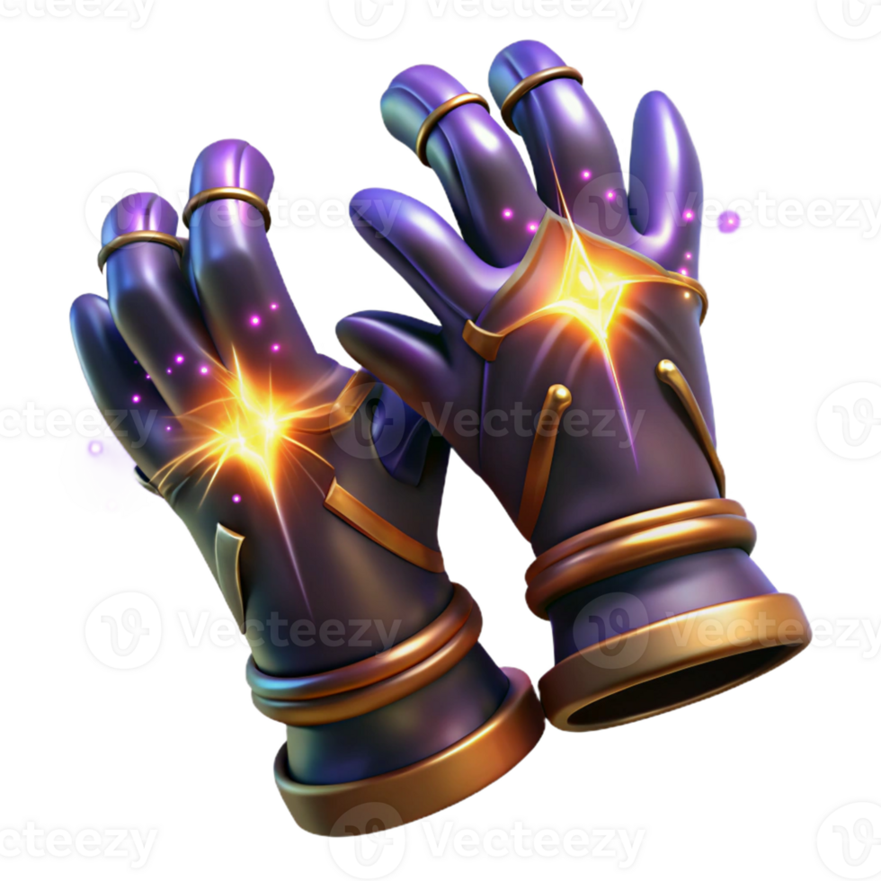 wonderful abstract A pair of enchanted gloves emitting sparks of magic, dark and mysterious lighting, fantasy art style high resolution png