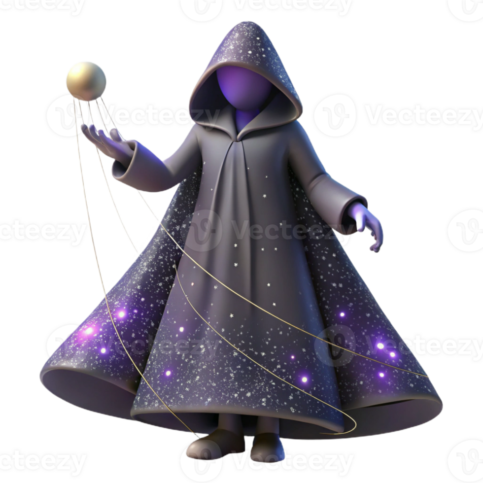serene classic A solitary figure cloaked in shadows, manipulating strings of starlight, under a celestial nebula, in a dreamlike surrealism style high quality png