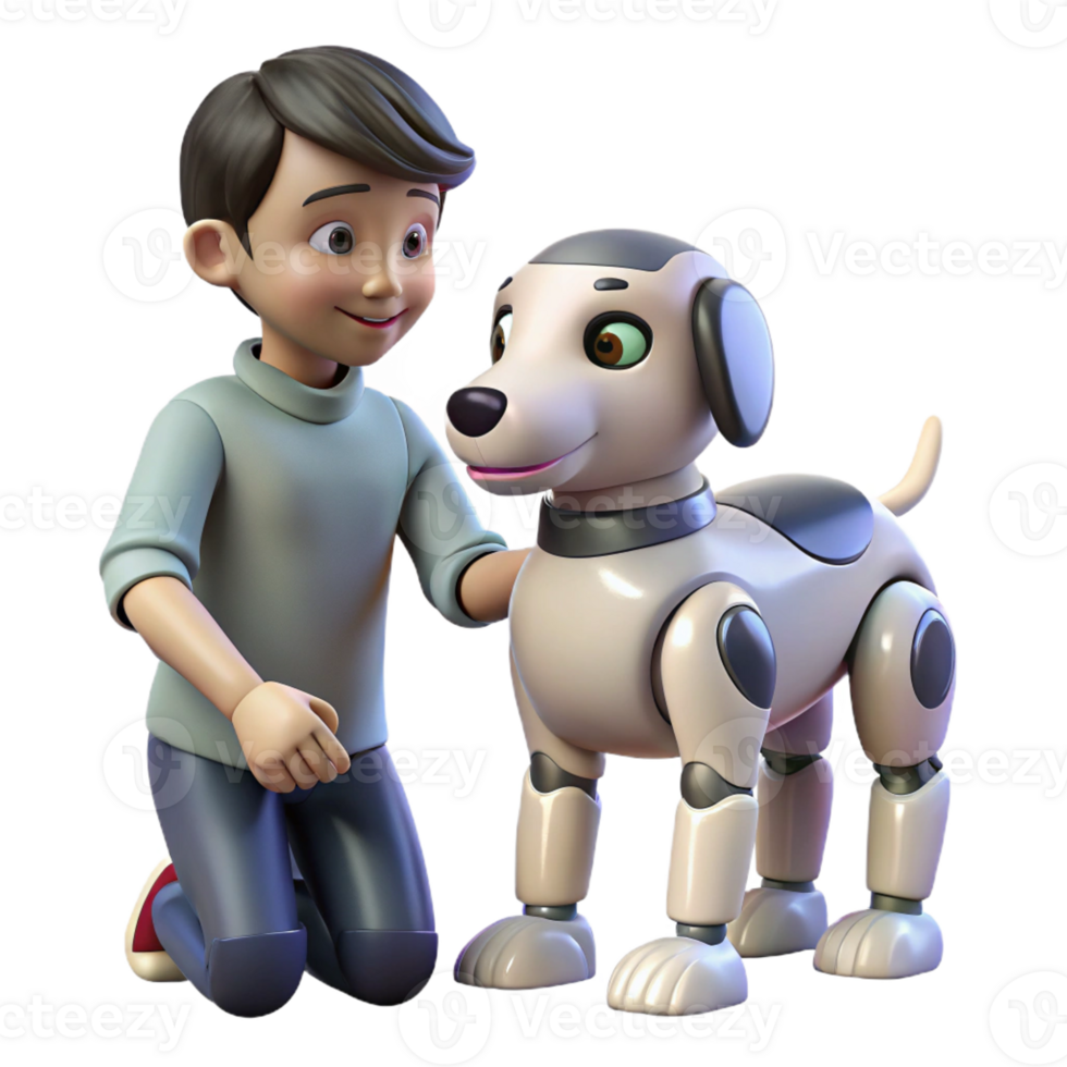 stunning rustic A robotic dog interacting with a child, heartwarming scene, soft, natural lighting authentic png