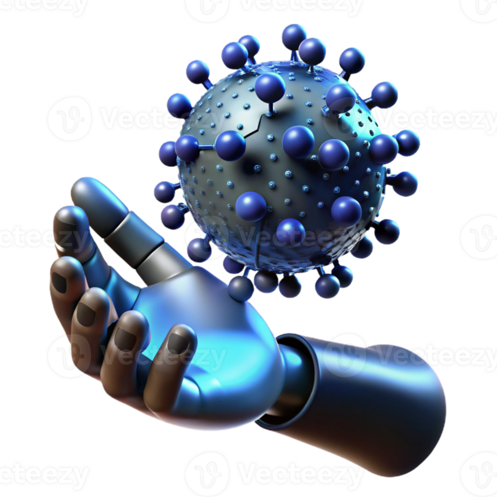 beautiful abstract A swarm of nanobots forming a human hand reaching towards a glowing orb of data, dark, moody lighting, digital art style detailed png